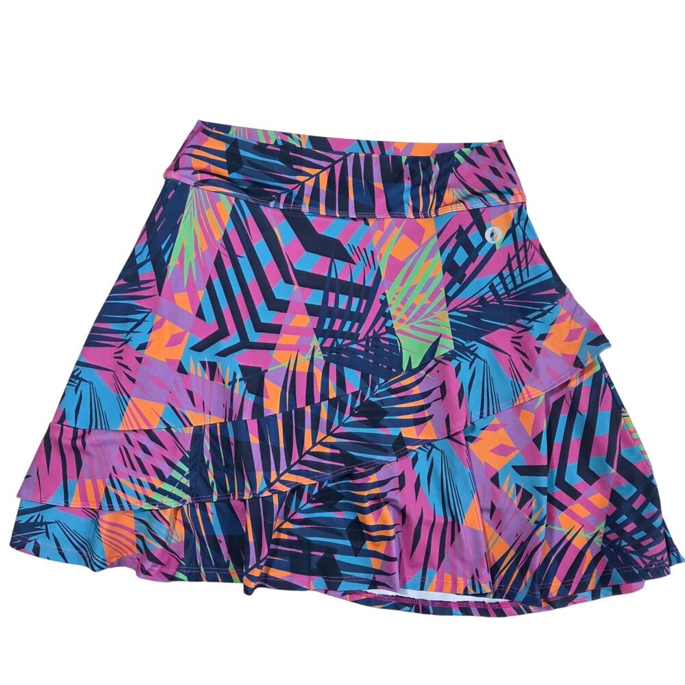 Dona Jo Ultimate 17" Skirt with Liner Shorts Skort Geometric Palm Leaves sz M